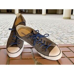 Converse All Star Gray Leather Upper Low Top Shoes Sneakers Men 10 Walking